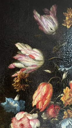 Pamono Francesco Caldei / Francecso Mantovano, Vase of Flowers, 1600s, Oil on Canvas, Framed><noscript><img width=
