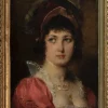 Pamono Francesco Vinea, Portrait of a Young Gentlewoman, 1888, Oil on Panel, Framed> Old Masters