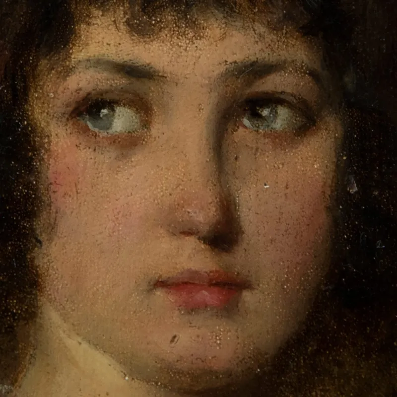 Pamono Francesco Vinea, Portrait of a Young Gentlewoman, 1888, Oil on Panel, Framed> Old Masters