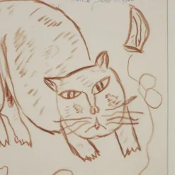 Pamono Franco Gentilini, Cat, Pencil Drawing><noscript><img width=