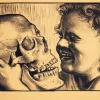 Pamono Frank, Hans, Death and Life, 1911, Lithograph> Art Nouveau