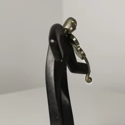 Pamono Franz Hagenauer, Violinist Sculpture, 1920s, Silvered Bronze & Wood> Art Deco
