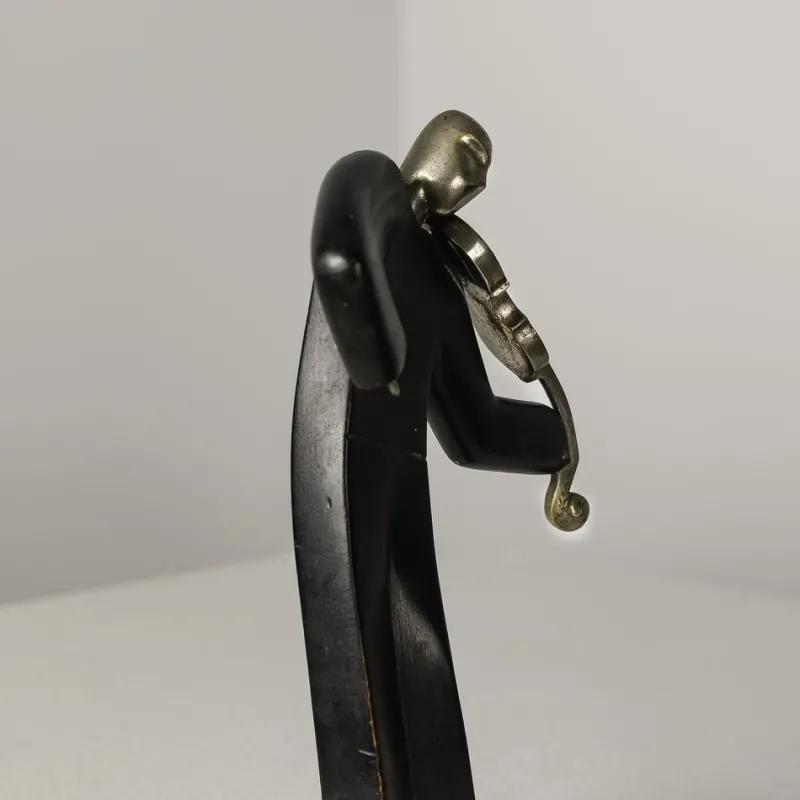 Pamono Franz Hagenauer, Violinist Sculpture, 1920s, Silvered Bronze & Wood> Art Deco