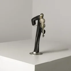 Pamono Franz Hagenauer, Violinist Sculpture, 1920s, Silvered Bronze & Wood><noscript><img width=