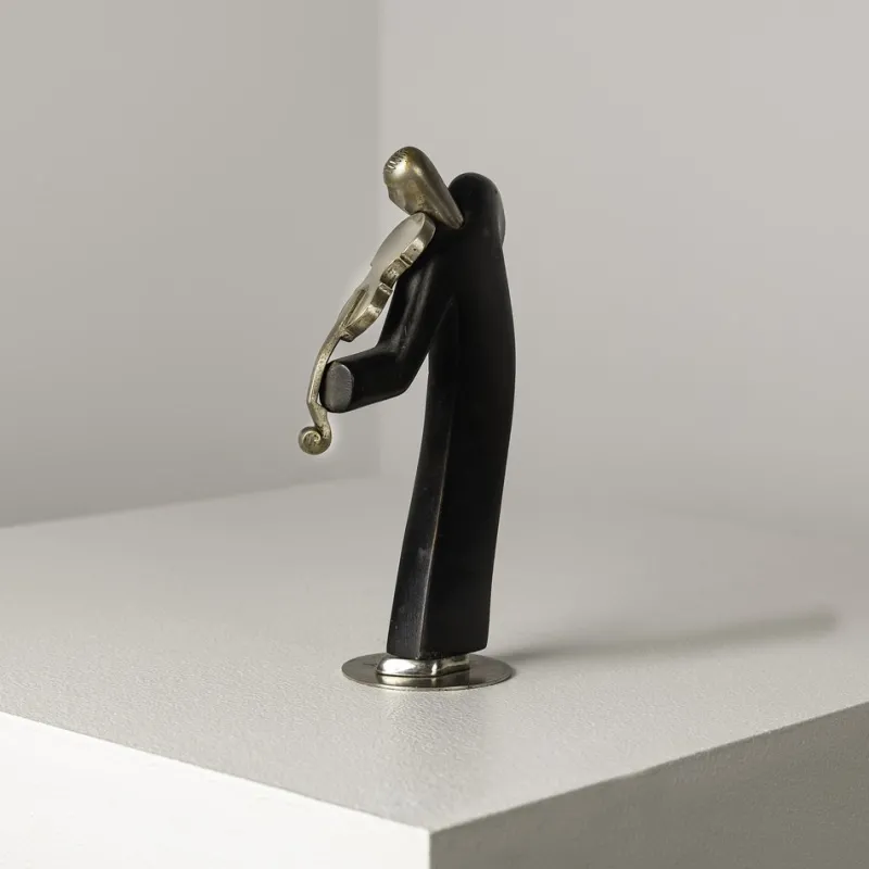 Pamono Franz Hagenauer, Violinist Sculpture, 1920s, Silvered Bronze & Wood> Art Deco