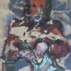 Outlet Pamono Fred Kleinberg, Seated Figure, 2001, Signed Mixed Media
