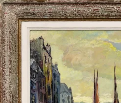 Clearance Pamono Fred Pailhes, Promenade Le Havre Harbour, Mid 20th Century, Oil Painting, Framed
