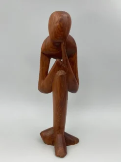 Online Pamono Free Form Male Thinker Sculpture, 1970s, Wood