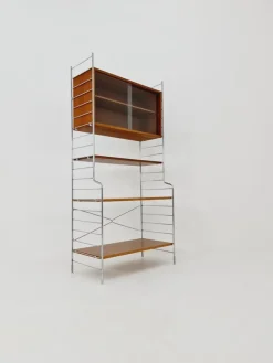 New Pamono Free Standing String Shelf-System with Cabinet in Teak from WHB Germany, 1950s