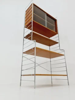 New Pamono Free Standing String Shelf-System with Cabinet in Teak from WHB Germany, 1950s