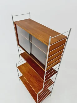 New Pamono Free Standing String Shelf-System with Cabinet in Teak from WHB Germany, 1950s