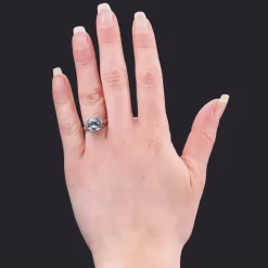 Outlet Pamono French 3.25 Carats Aquamarine 18 Karat White Gold Solitaire Ring, 1950s