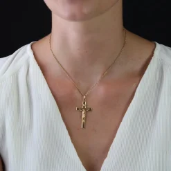 Online Pamono French 18 Karat Rose Gold Christ Cross Pendant