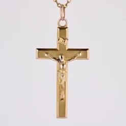 Online Pamono French 18 Karat Rose Gold Christ Cross Pendant