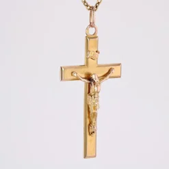 Online Pamono French 18 Karat Rose Gold Christ Cross Pendant
