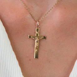Online Pamono French 18 Karat Rose Gold Christ Cross Pendant