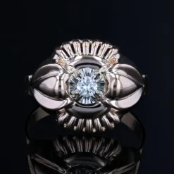 Pamono French 18 Karat Rose Gold Ring with Diamond, 1960s><noscript><img width=