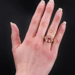 Pamono French 18 Karat Rose Gold Ring with Polychrome Tourmaline, 1950s> Rings