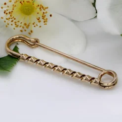 Pamono French 18 Karat Rose Gold Safety Pin Brooch, 1960s><noscript><img width=