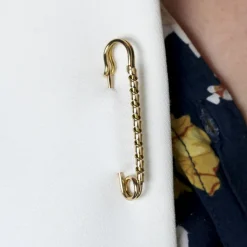 Pamono French 18 Karat Rose Gold Safety Pin Brooch, 1960s><noscript><img width=