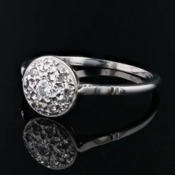 Best Pamono French 18 Karat Round White Gold Platinum Ring with Diamonds, 1930s