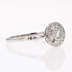 Best Pamono French 18 Karat Round White Gold Platinum Ring with Diamonds, 1930s