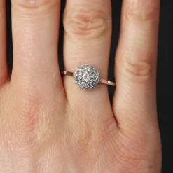 Best Pamono French 18 Karat Round White Gold Platinum Ring with Diamonds, 1930s