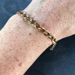 Pamono French 18 Karat Yellow Gold Twisted Curb Link Bracelet, 1950s><noscript><img width=