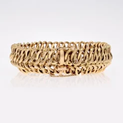 Pamono French 18 Karat Yellow Gold Flexible Bracelet, 1960s><noscript><img width=