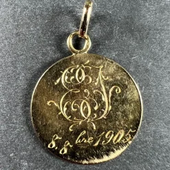 Clearance Pamono French 18 Karat Yellow Gold Madonna and Child Medal Pendant, 1890s