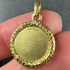 Pamono French 18 Karat Yellow Gold Plus Quhier More Than Yesterday Love Medal Pendant by Augis, 1950s><noscript><img width=