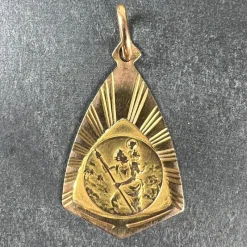 Pamono French 18 Karat Yellow Gold Saint Christopher Charm Pendant Medal, 1930s> Necklaces