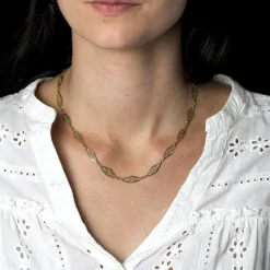 Hot Pamono French 18 Karat Yellow Gold Filigree Chain Necklace, 1960s