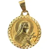 Best Pamono French 18 Karat Yellow Gold Saint Therese Charm Medal Pendant, 1950s