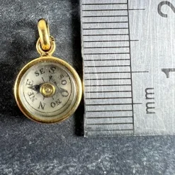 New Pamono French 18 Karat Yellow Gold Compass Charm Pendant, 1920s