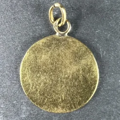 New Pamono French 18 Karat Yellow Gold Bonheur Good Luck Lucky Charm Medal Pendant, 1890s