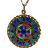 Pamono French 18 Karat Yellow Gold and Enamel Window Plique a Jour Pendant Medal, 1950s> Necklaces