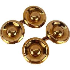 Pamono French 18 Karat Yellow Gold Disc Cufflinks, 1940s, Set of 2> Cufflinks