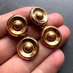 Pamono French 18 Karat Yellow Gold Disc Cufflinks, 1940s, Set of 2> Cufflinks
