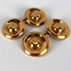 Pamono French 18 Karat Yellow Gold Disc Cufflinks, 1940s, Set of 2><noscript><img width=