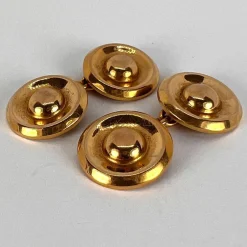 Pamono French 18 Karat Yellow Gold Disc Cufflinks, 1940s, Set of 2><noscript><img width=