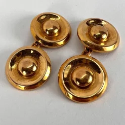 Pamono French 18 Karat Yellow Gold Disc Cufflinks, 1940s, Set of 2><noscript><img width=