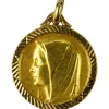 Hot Pamono French 18 Karat Yellow Gold Virgin Mary Charm Pendant Medal, 1950s