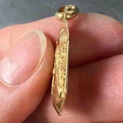 Pamono French 18 Karat Yellow Gold Saint Christopher Charm Pendant Medal by Grun, 1930s><noscript><img width=