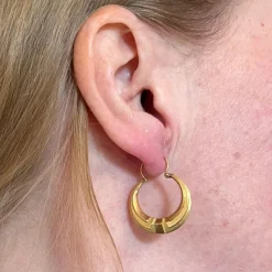 Outlet Pamono French 18 Karat Yellow Gold Creole Hoop Earrings, 1930s, Set of 2