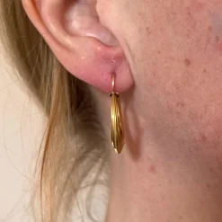 Outlet Pamono French 18 Karat Yellow Gold Creole Hoop Earrings, 1930s, Set of 2