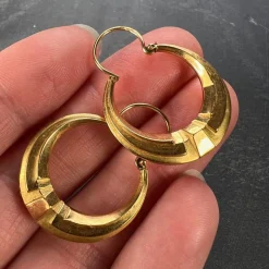 Outlet Pamono French 18 Karat Yellow Gold Creole Hoop Earrings, 1930s, Set of 2