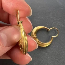 Outlet Pamono French 18 Karat Yellow Gold Creole Hoop Earrings, 1930s, Set of 2