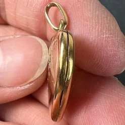 Best Pamono French 18 Karat Yellow Gold and Red Ruby Heart Locket Flower Charm Pendant, 1920s