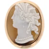 Pamono French Agate Cameo Brooch in 18 Karat Yellow Gold> Brooches